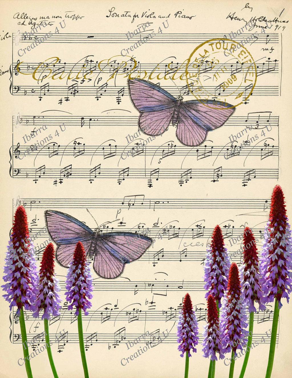 Digital Kit - Two Sisters - Butterflies - Purple Flowers - Printable Journaling Cards