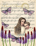 Digital Kit - Two Sisters - Butterflies - Purple Flowers - Printable Journaling Cards