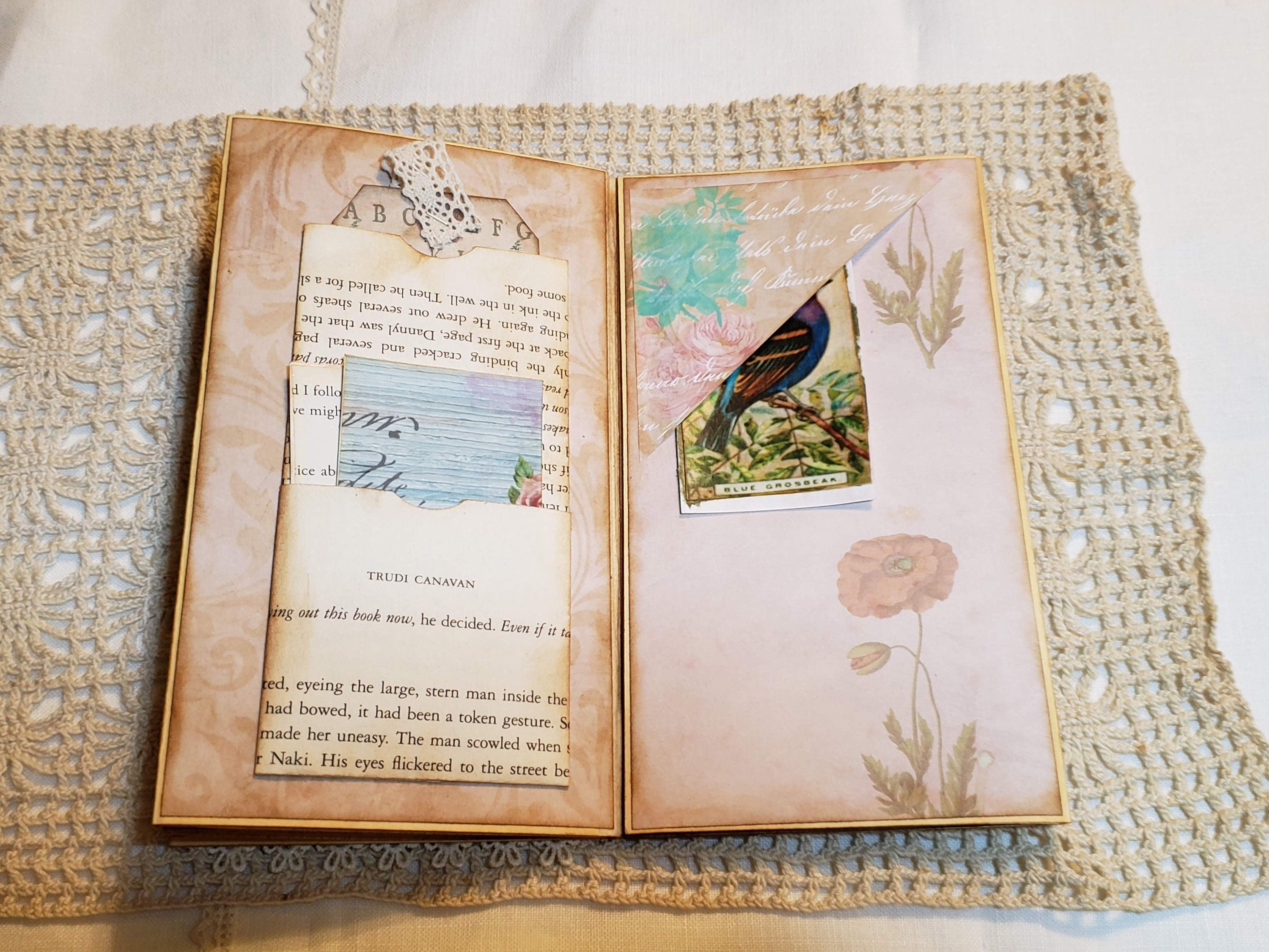 Handmade Multi Flip File Folder Journal - Vintage Flower Theme