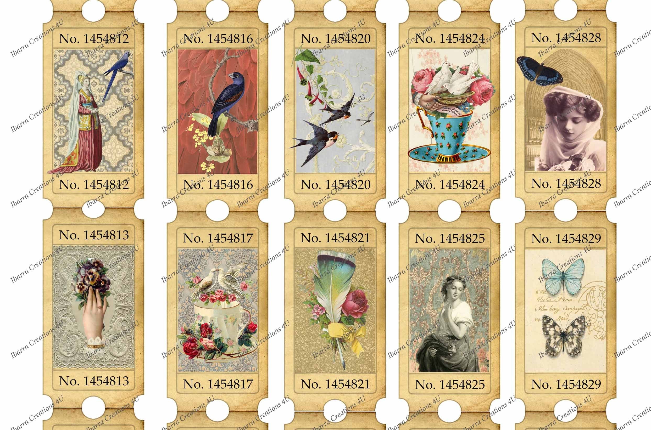 Digital Tickets, Instant Download, Mini Works of Art, Ready to Print