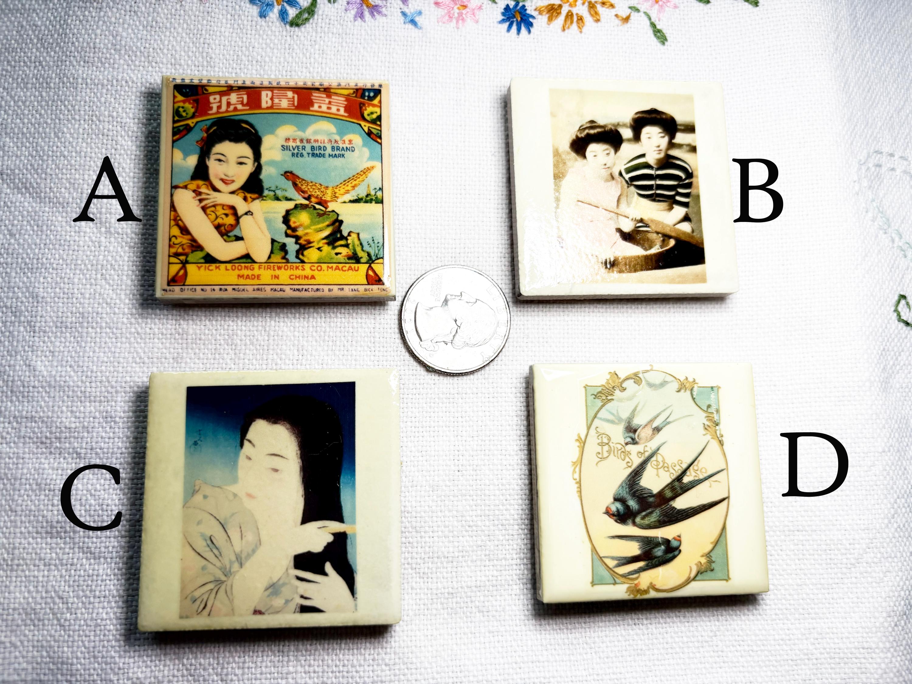 2 inch Tile Magnets - Miniature Decorations - Square Tiles - Kitchen Decor - CHOOSE Your Favorite