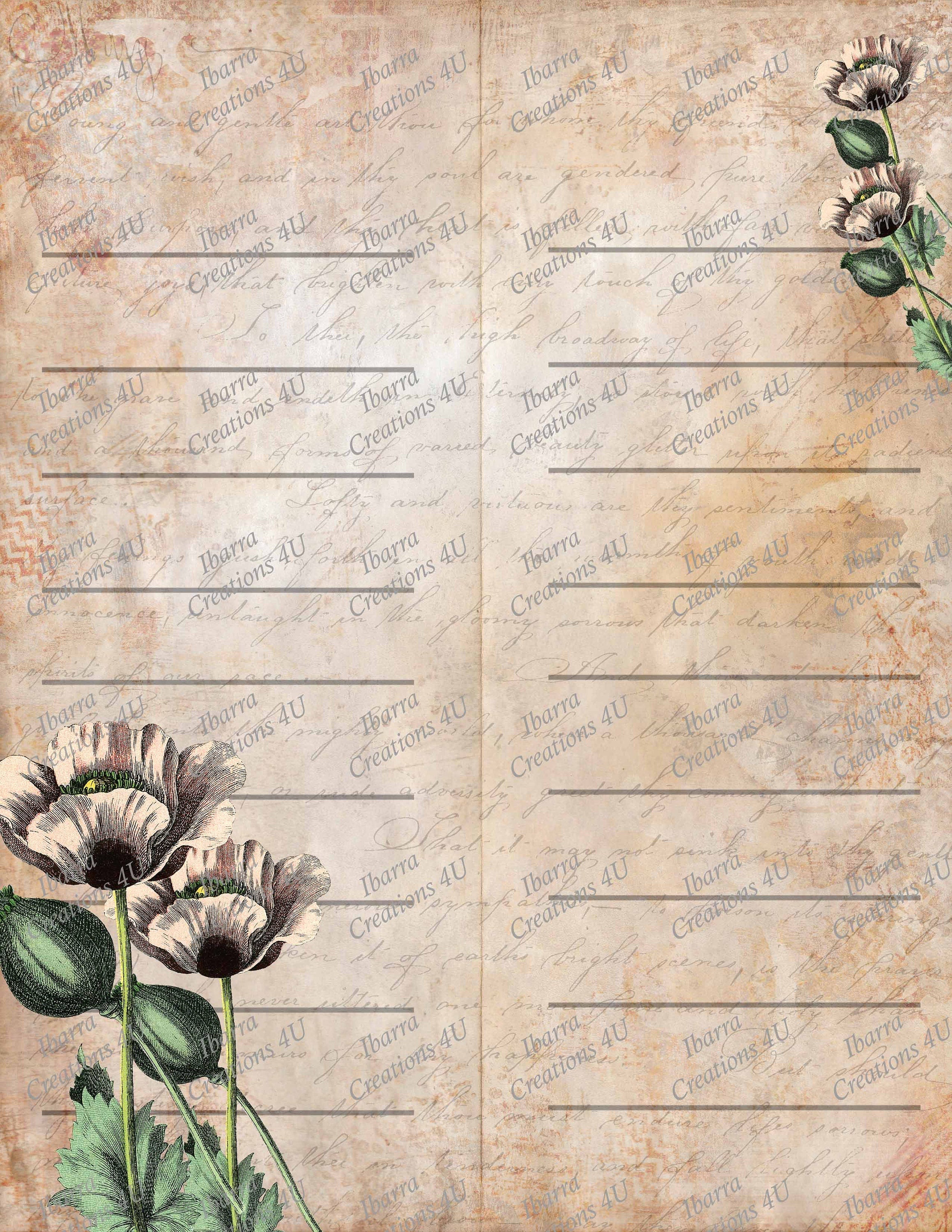 1920s Flapper, Printable, Pink Poppy Flowers Background (Digital Download)