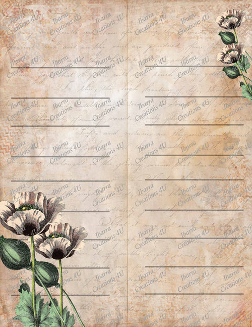 1920s Flapper, Printable, Pink Poppy Flowers Background (Digital Download)