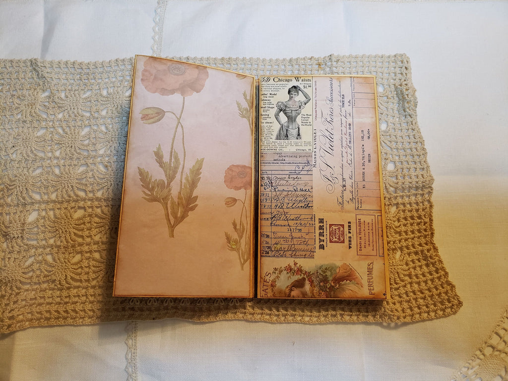 Handmade Multi Flip File Folder Journal - Vintage Flower Theme