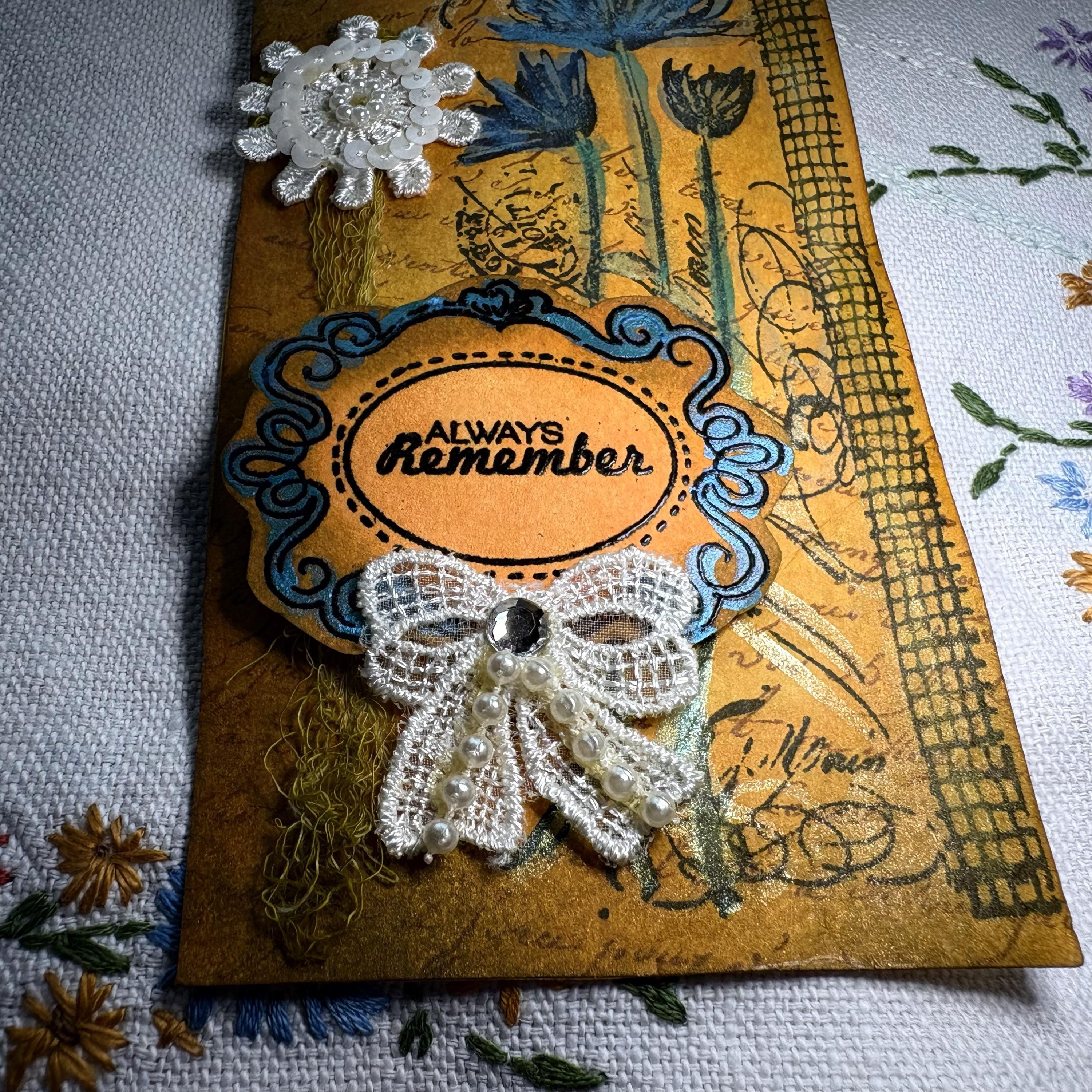Mixed Media Stamp Embossed, Altered Tag for Journals, Gifts, Scrapbooks