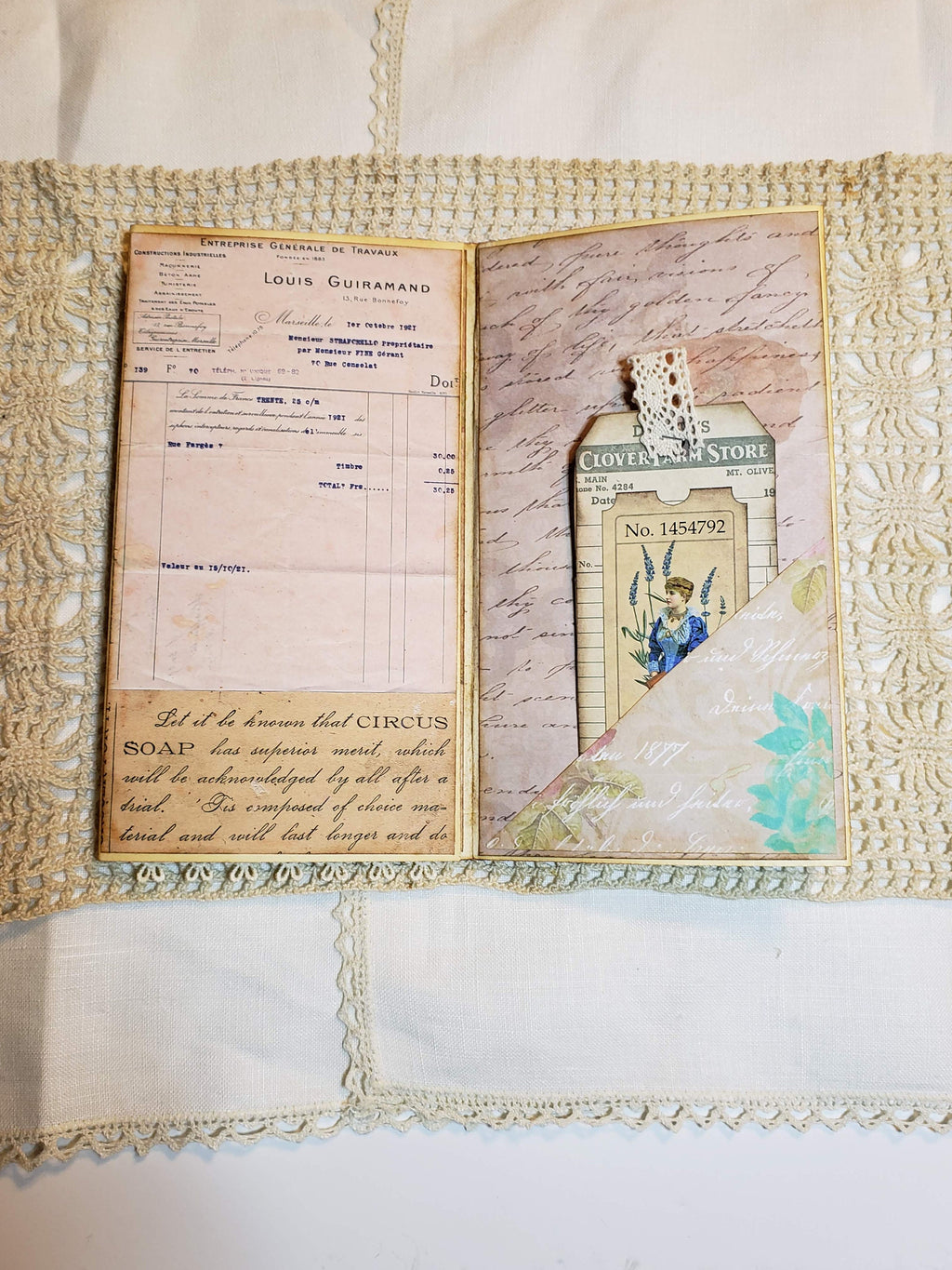 Handmade Multi Flip File Folder Journal - Vintage Flower Theme