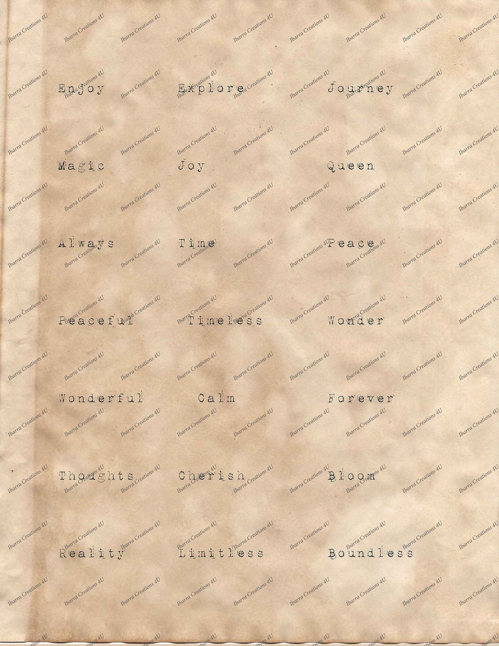 List of Words on Coffee Paper-Printable Words-Digital Download