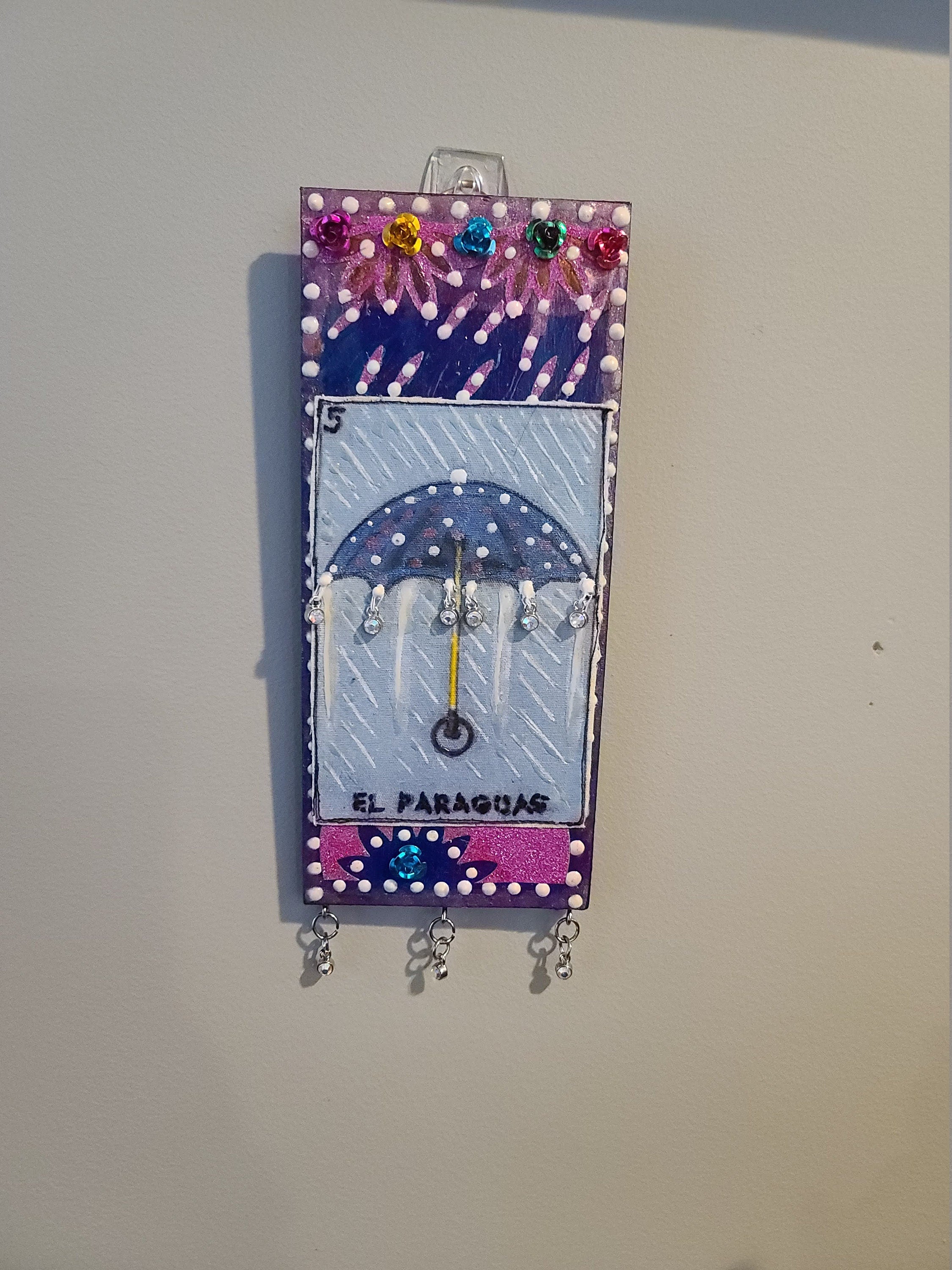 Embroidered Loteria El Paraguas-Small Wall Hanging