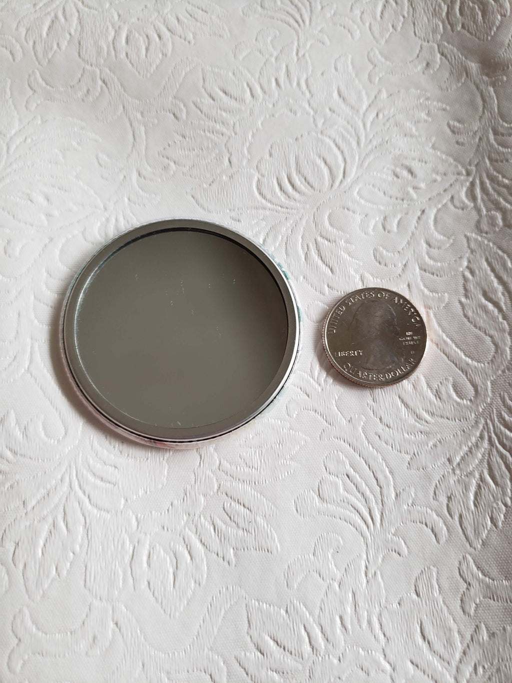 2.25 inch Pocket Purse Mirror, Victorian Beauty with Skull Mask, Make-up Accessories