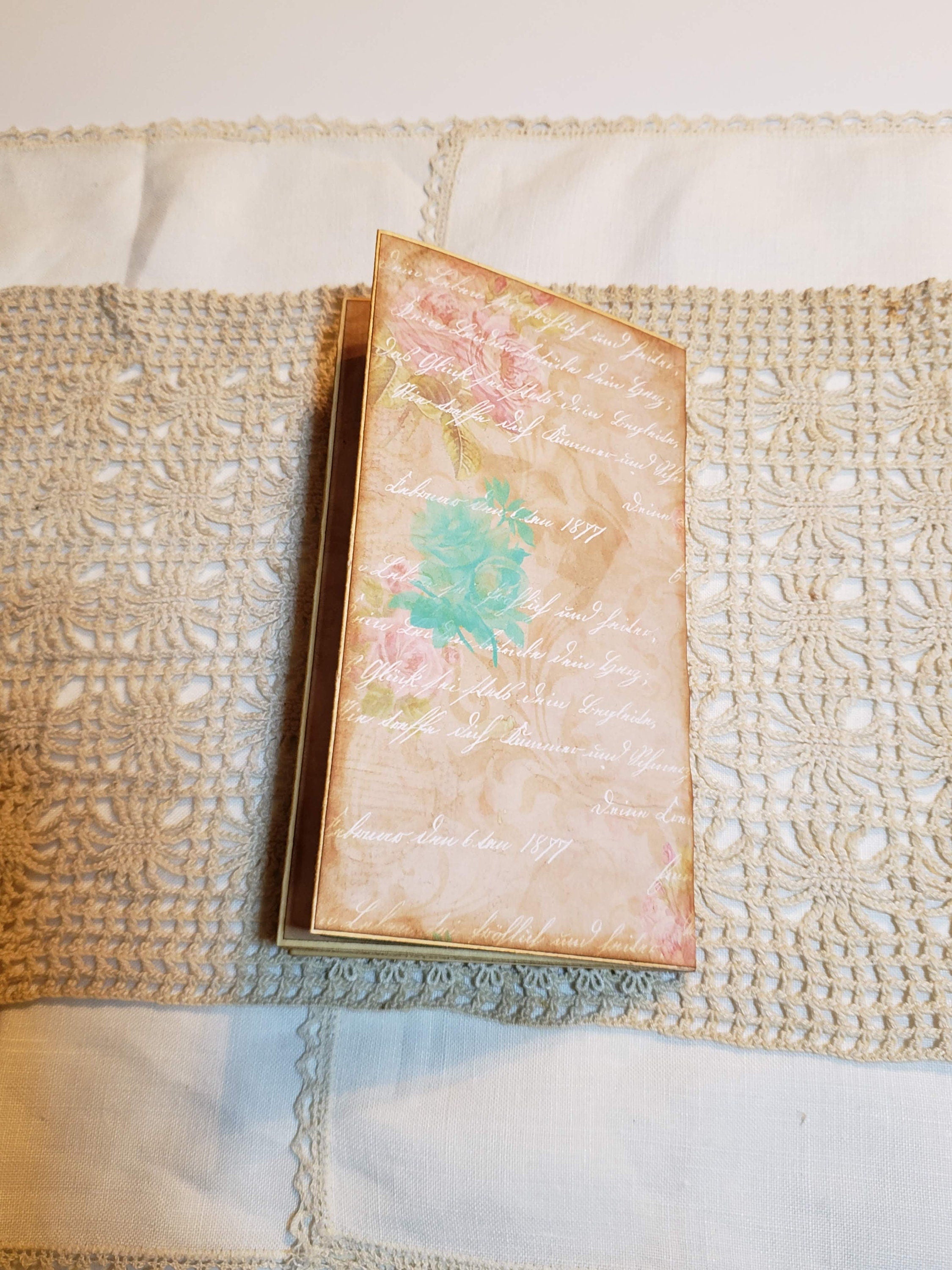 Handmade Multi Flip File Folder Journal - Vintage Flower Theme
