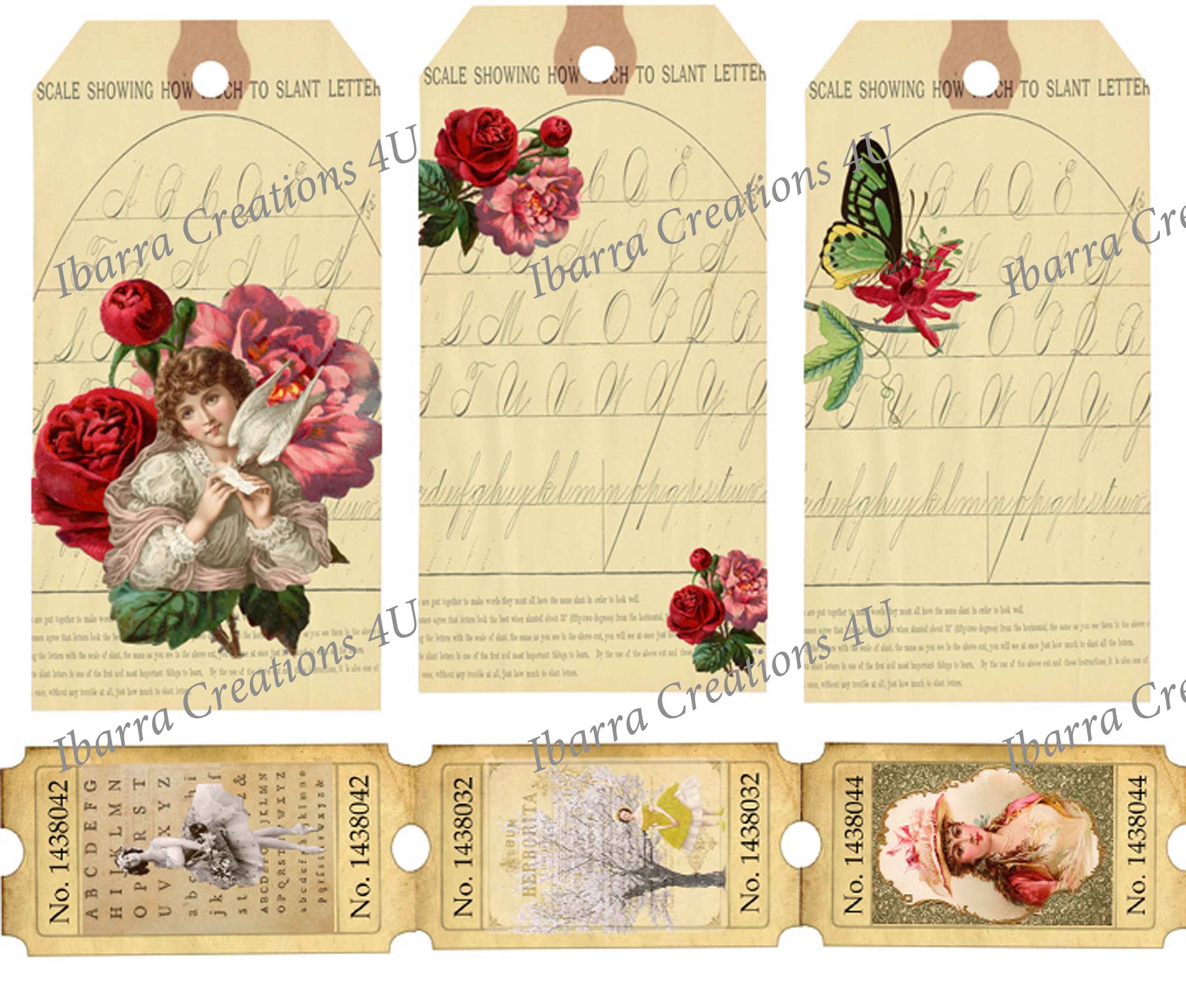 Instant Download-Victorian Girl Holding White Dove-Vintage Alphabet Practice Page