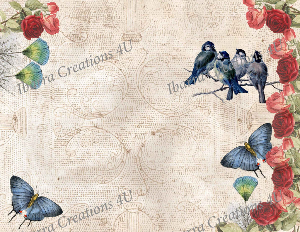 Digital Download Kit-Blue Birds, Butterflies Makes a Great Journal