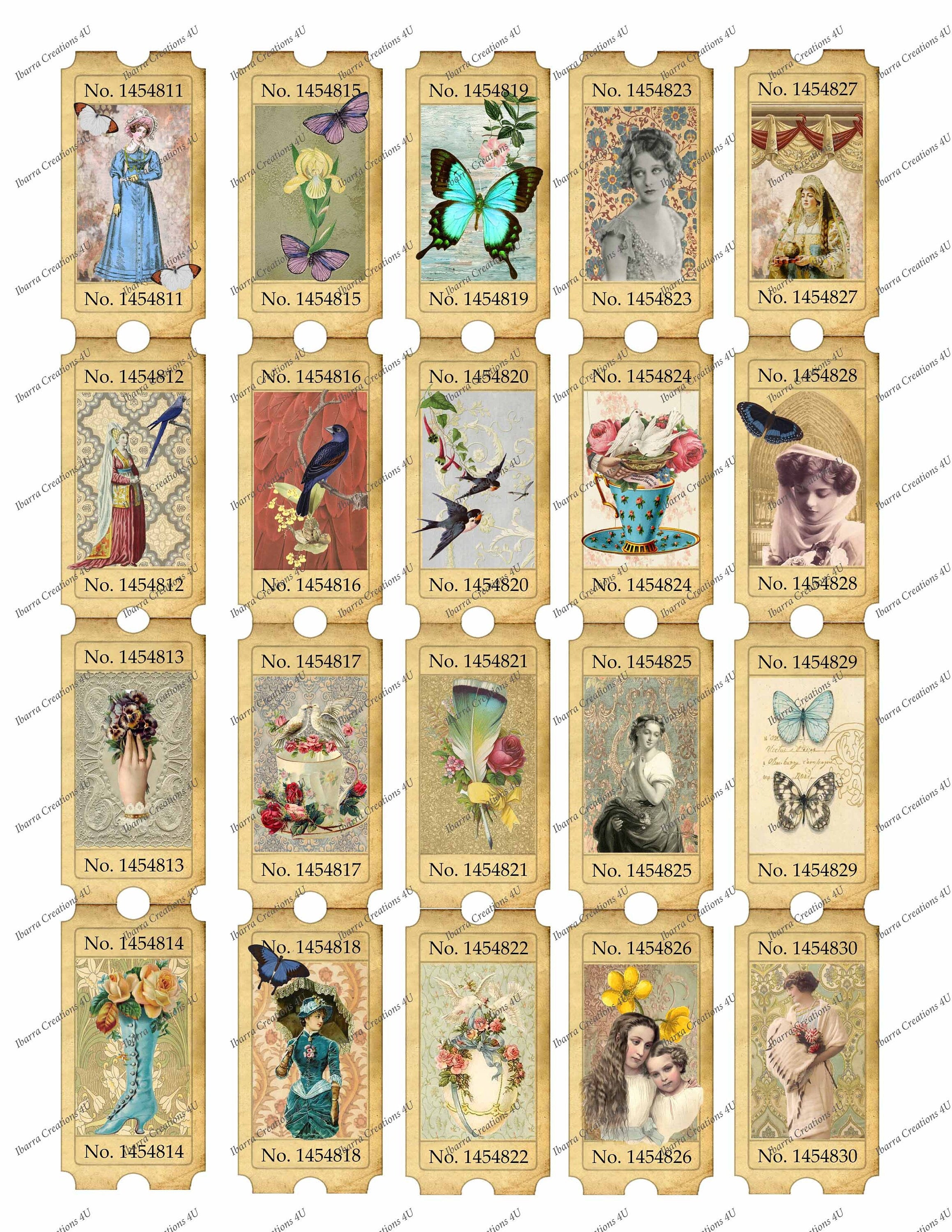 Digital Tickets, Instant Download, Mini Works of Art, Ready to Print