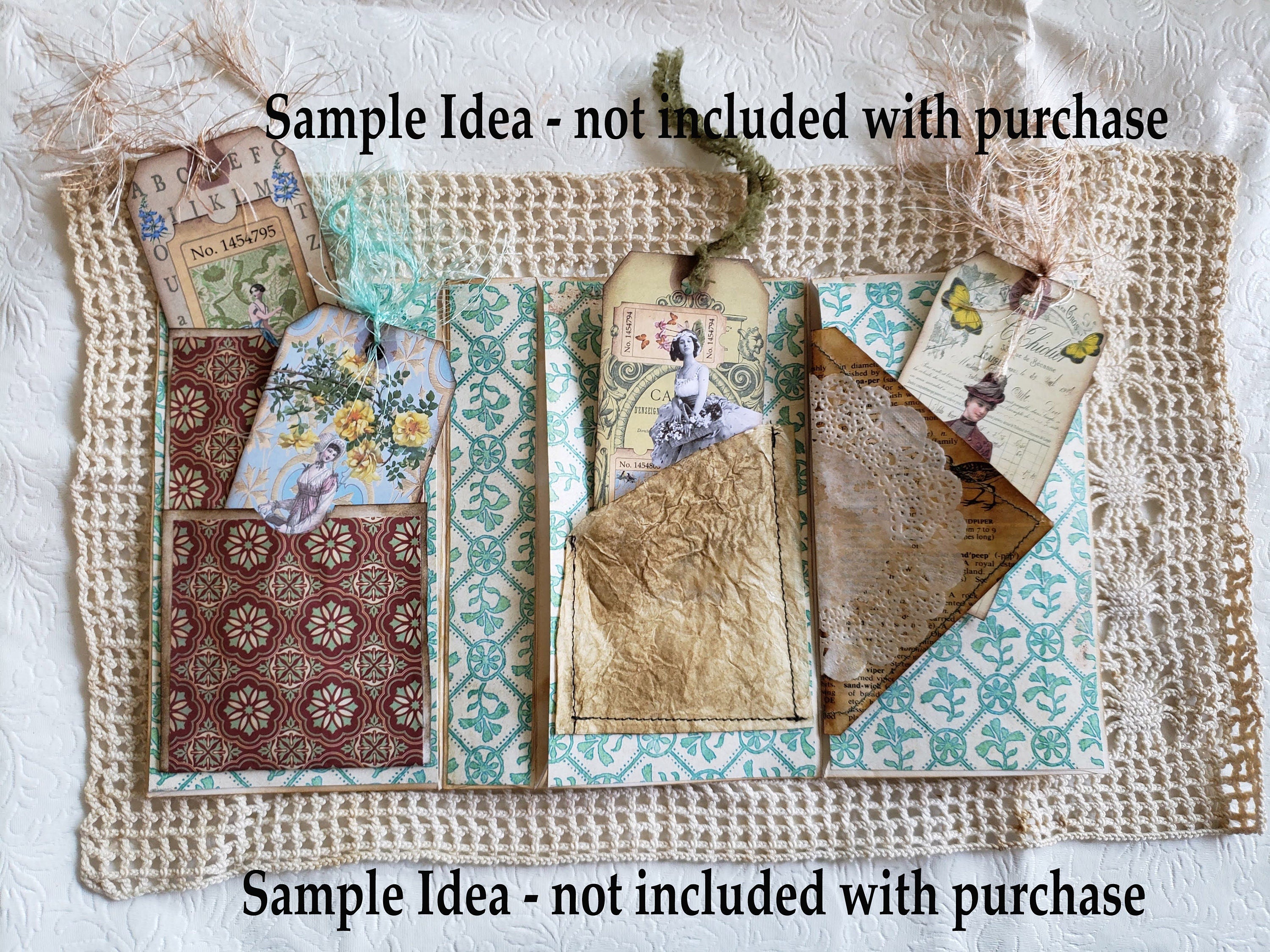 Digital Collage Tags, Ready to Print Ephemera for Journals, Scrapbooks, Cards