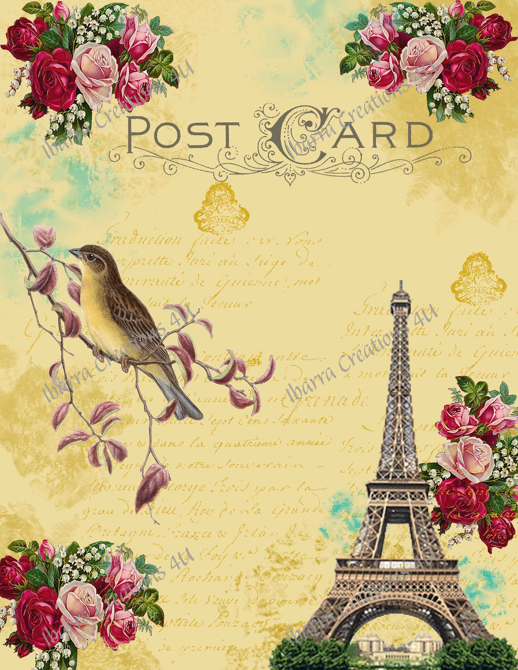 Digital Kit-Bird-Eiffel Tower-Journal Cards