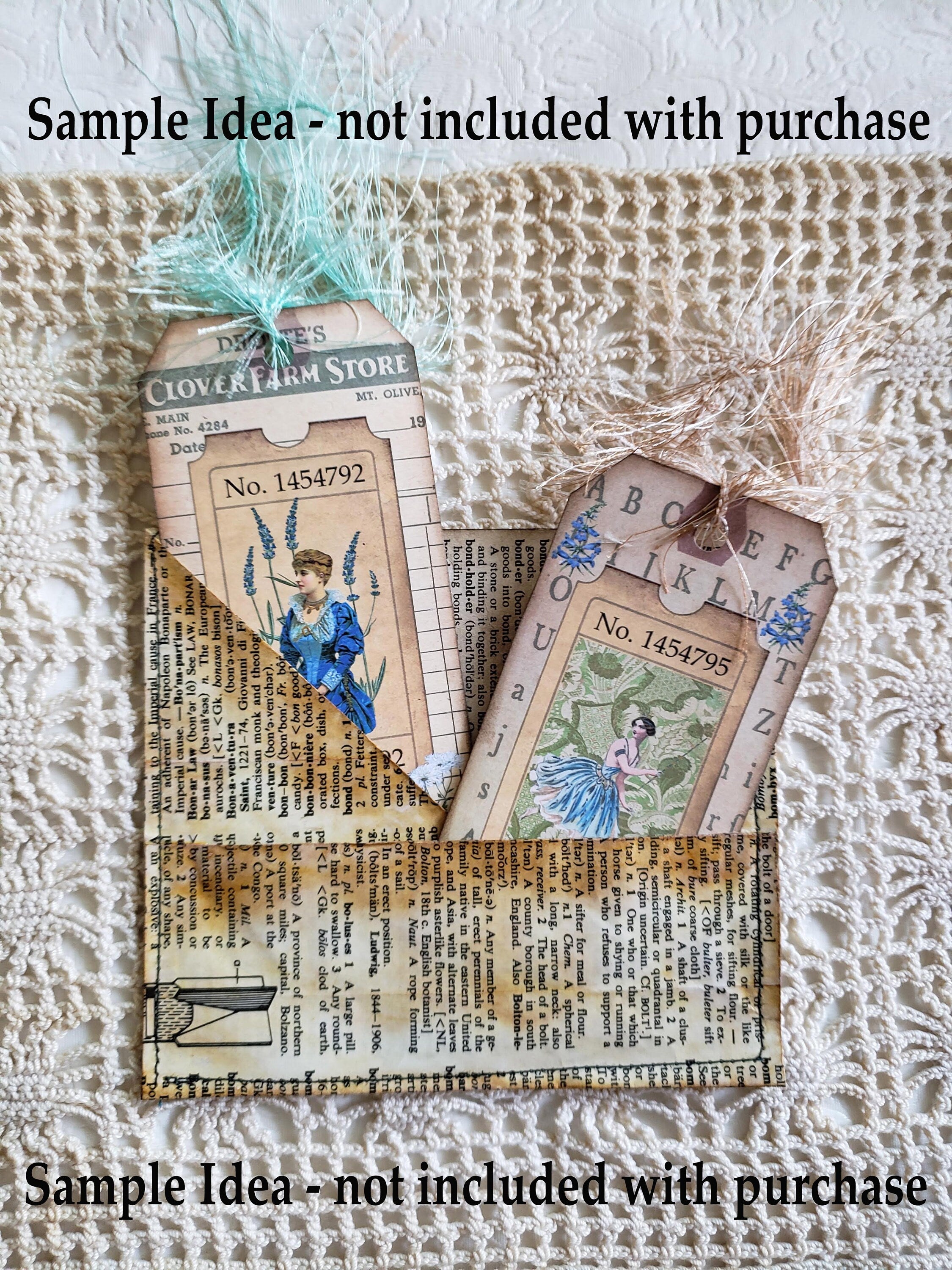 Digital Collage Tags, Ready to Print Ephemera for Journals, Scrapbooks, Cards
