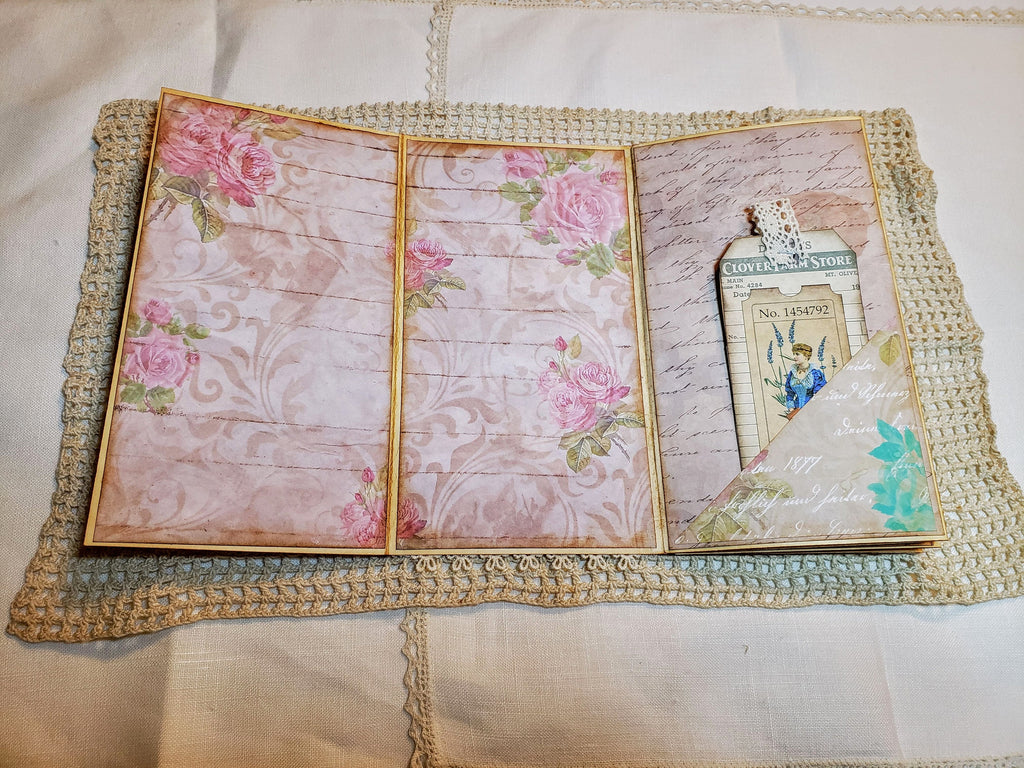 Handmade Multi Flip File Folder Journal - Vintage Flower Theme