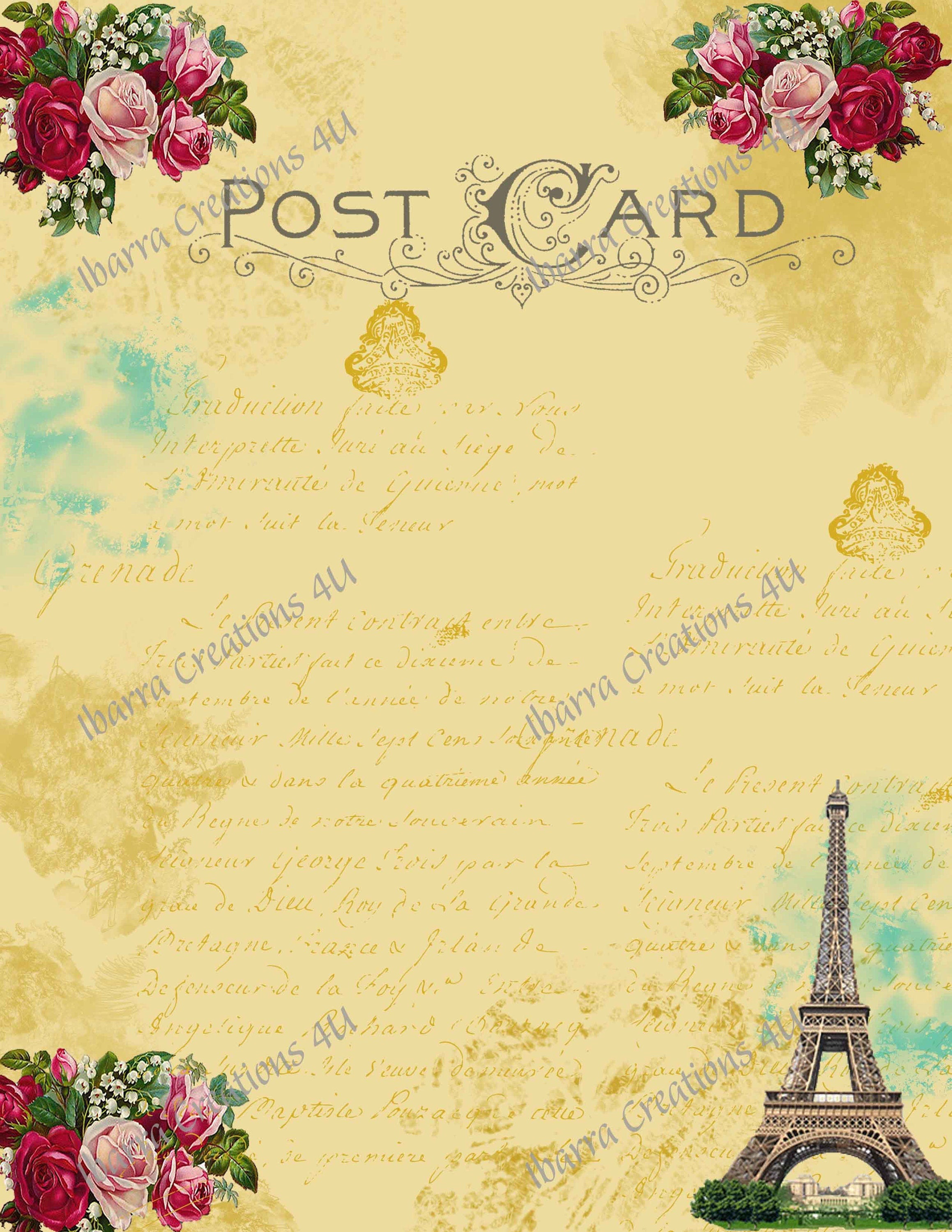 Digital Kit-Bird-Eiffel Tower-Journal Cards