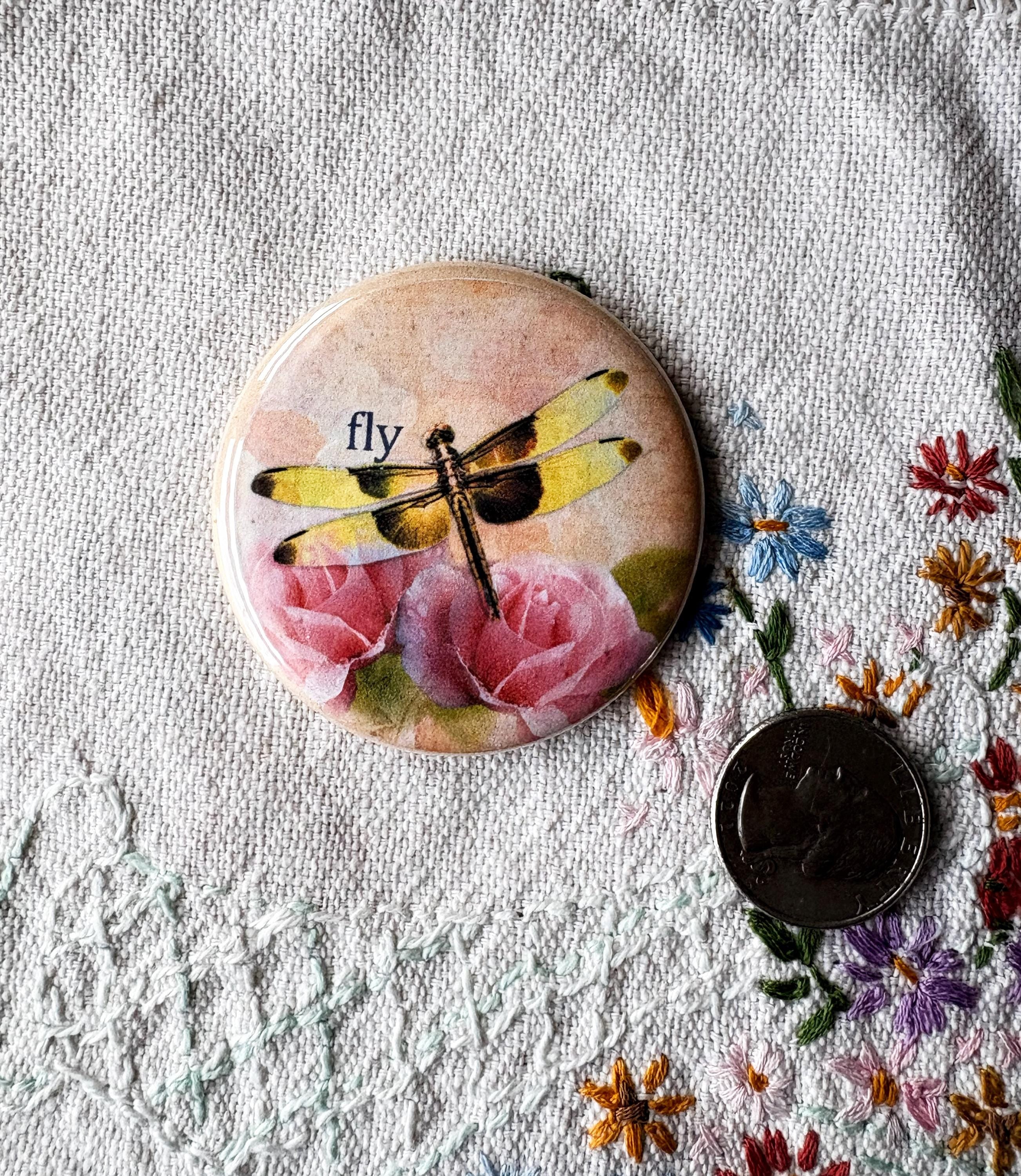 2.25 inch Circle Round Mirrors - Funny Quotes about Coffee - Dragonfly - You CHOOSE Mirror or Choose them all!