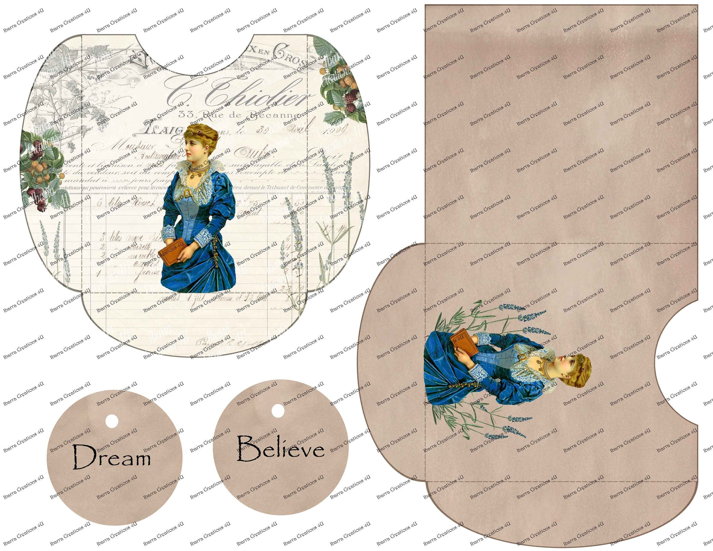 Digital Kit-Vintage French Receipt with a Victorian Beauty