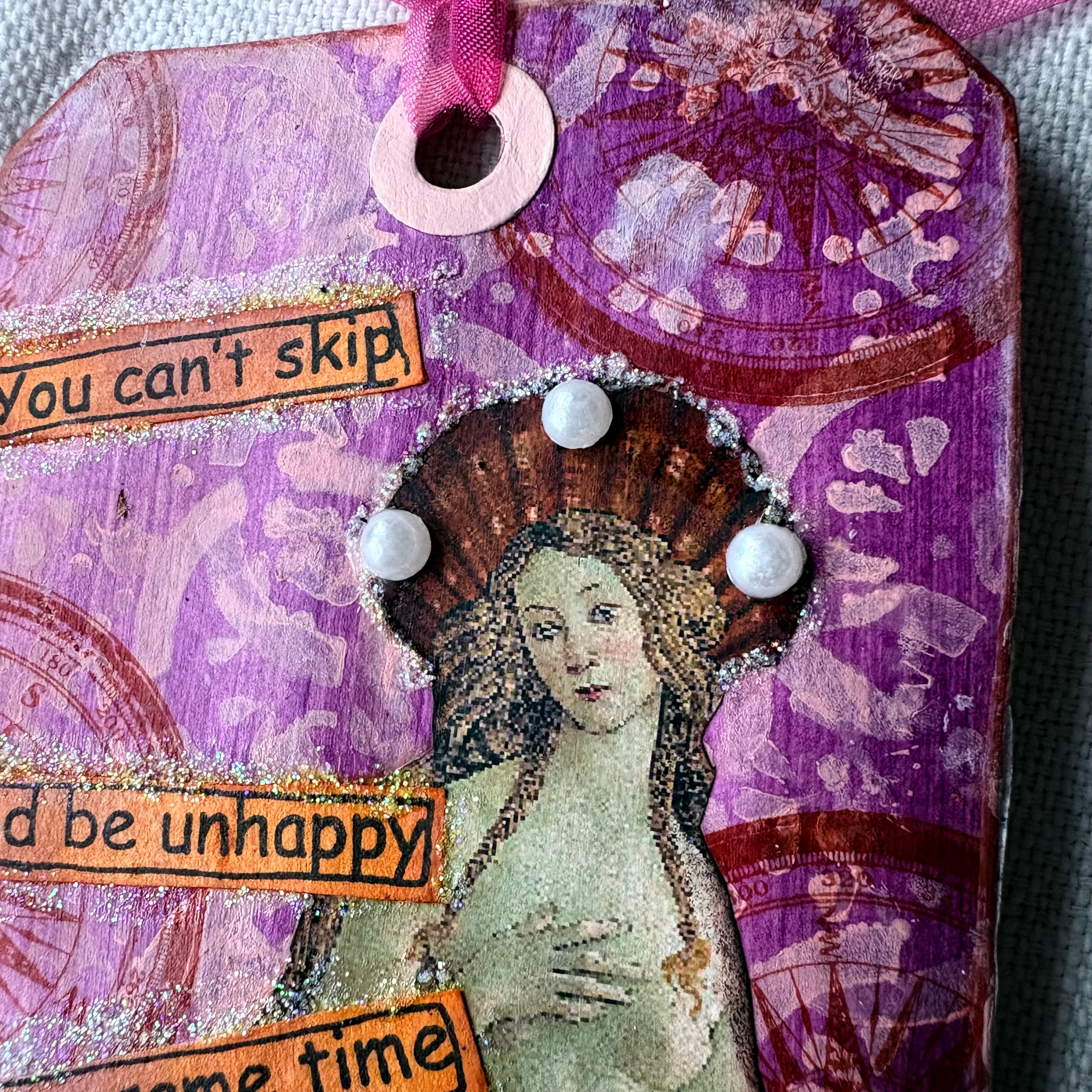 Mermaid Theme Altered Tag for Journals, Gifts, Scrapbooks