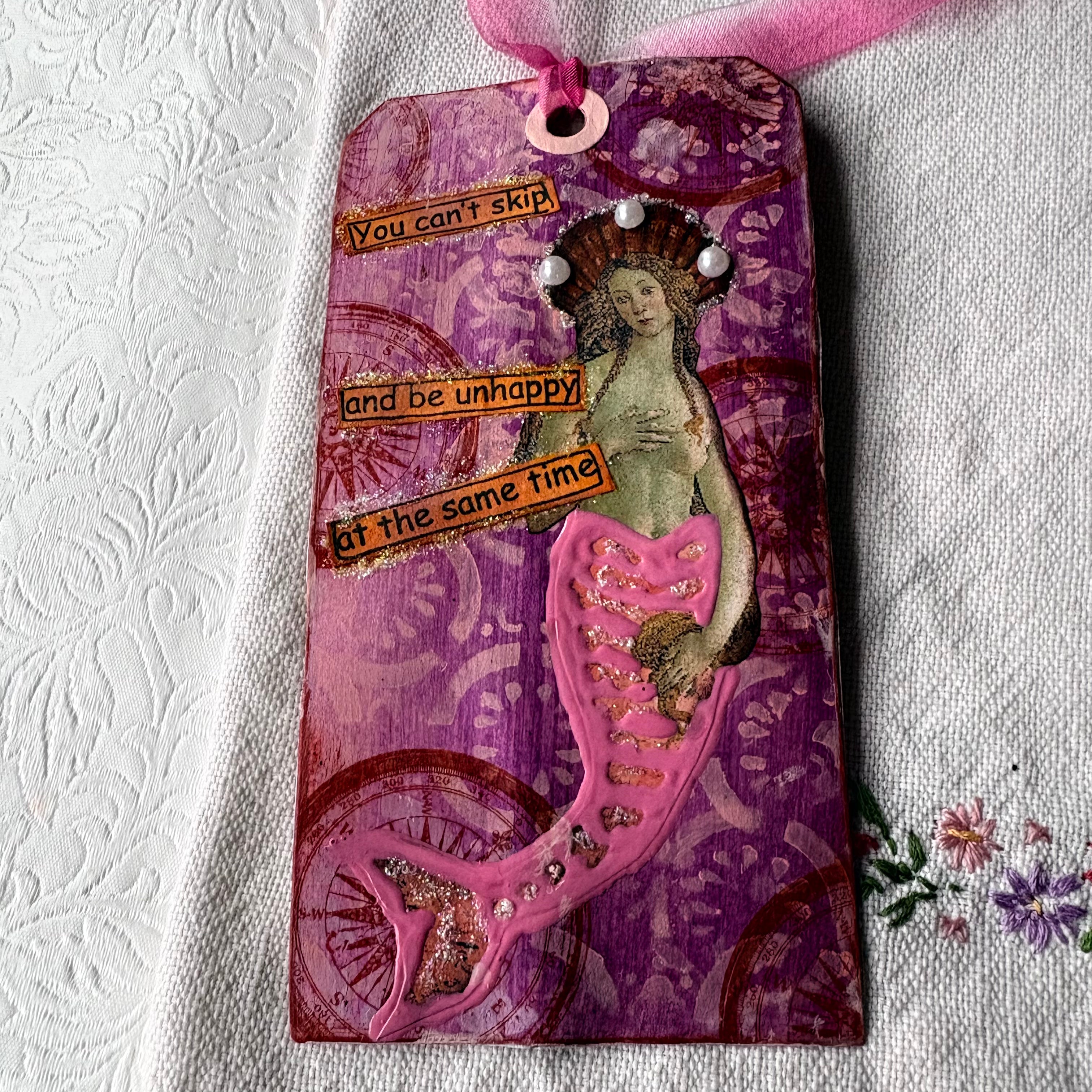 Mermaid Theme Altered Tag for Journals, Gifts, Scrapbooks