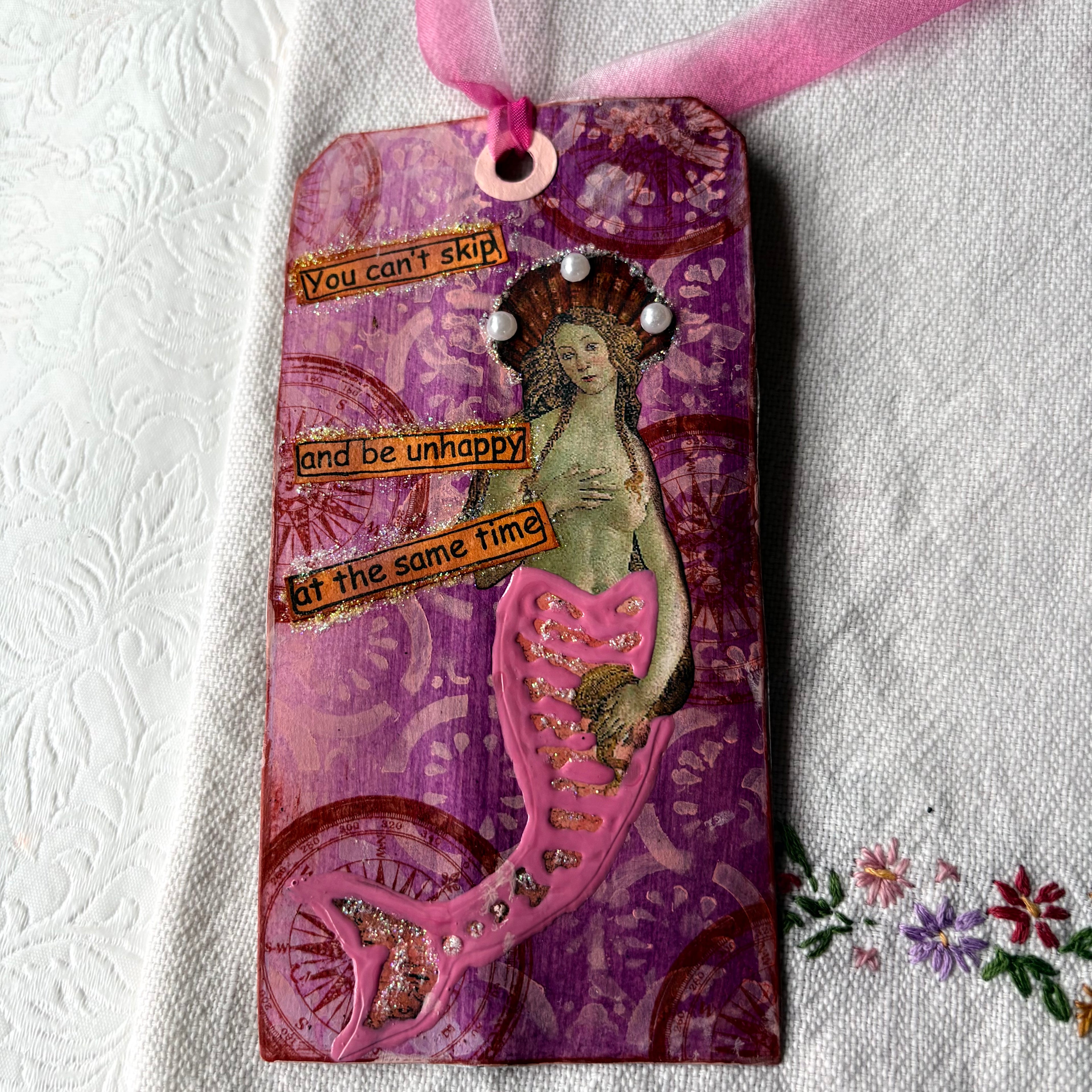Mermaid Theme Altered Tag for Journals, Gifts, Scrapbooks