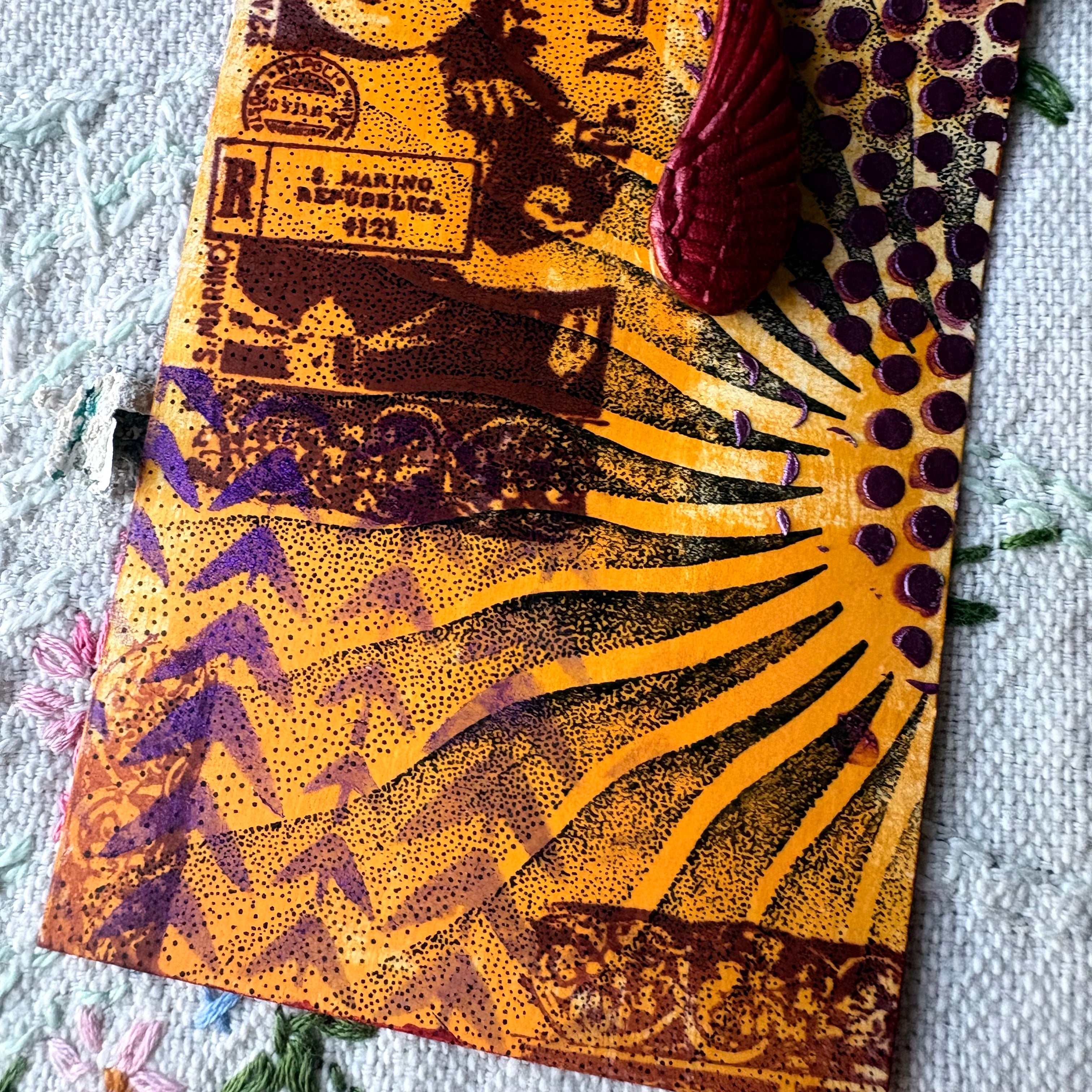 Stamped Sunrise and Ticket, Altered Tag for Journals, Gifts, Scrapbooks