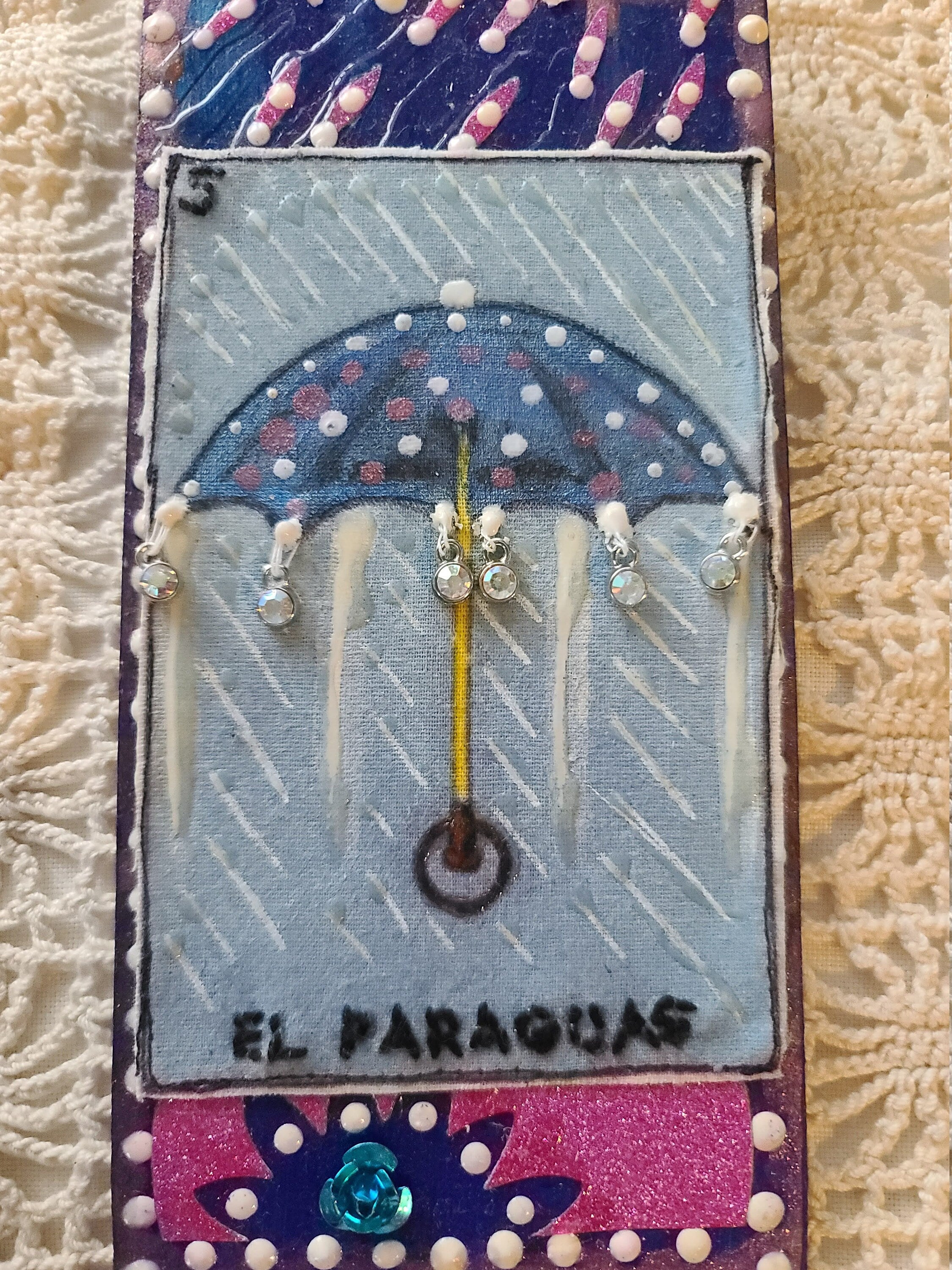 Embroidered Loteria El Paraguas-Small Wall Hanging