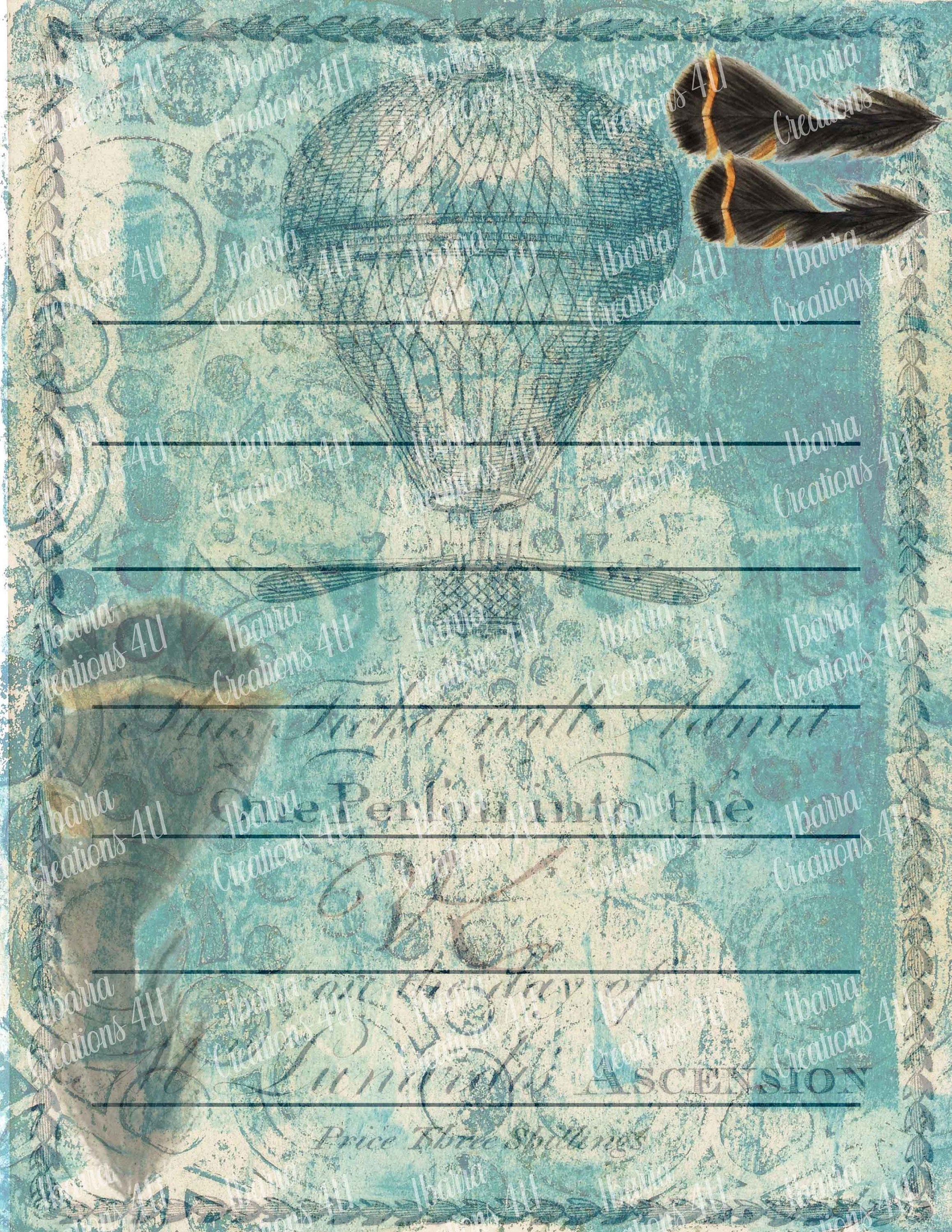 Digital Download-Hot Air Balloon, Feathers