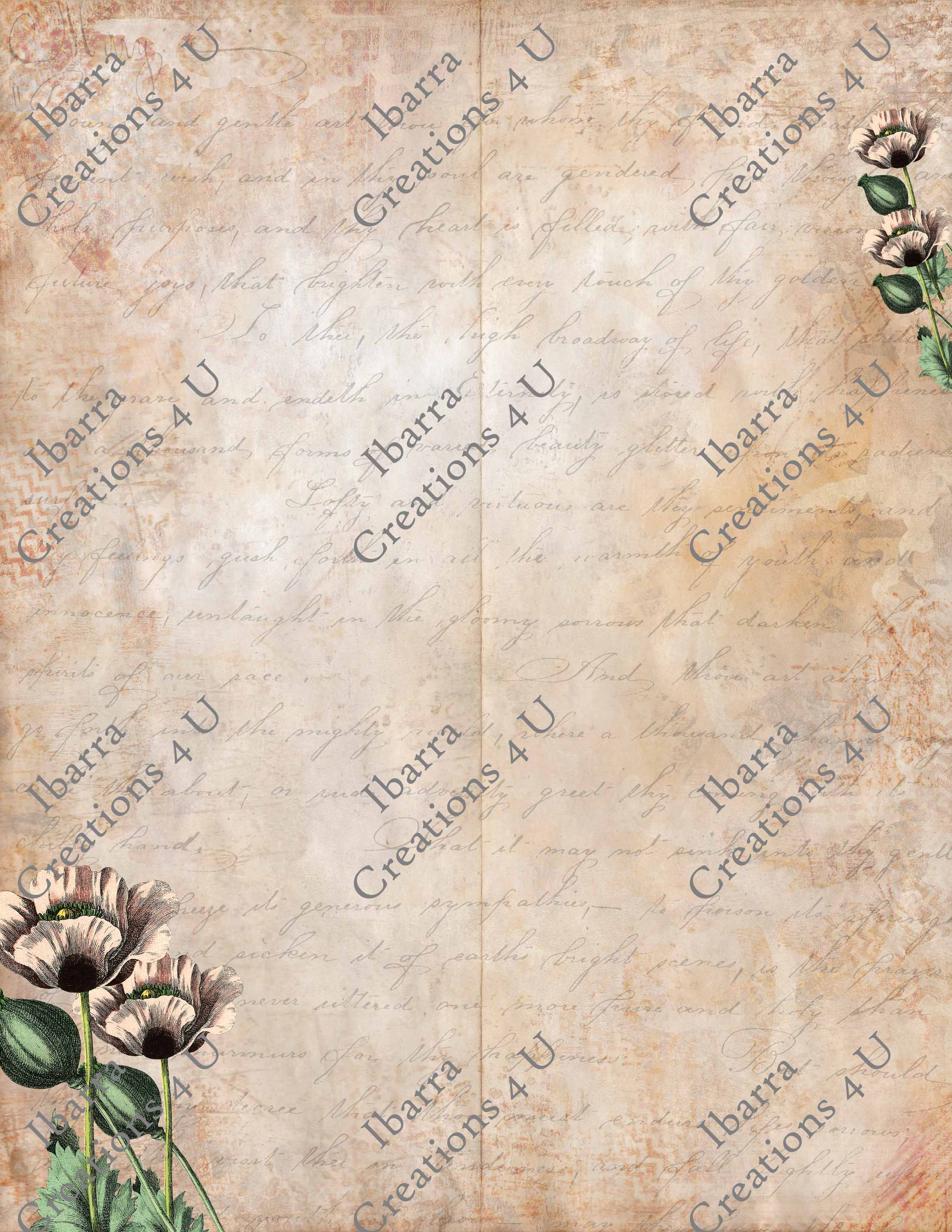 1920s Flapper, Printable, Pink Poppy Flowers Background (Digital Download)