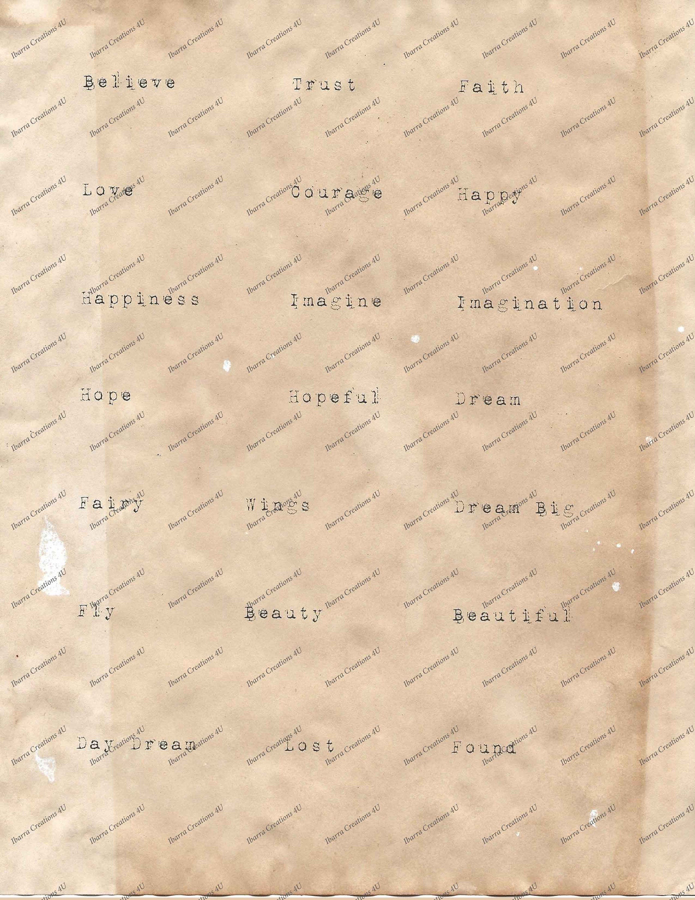 List of Words on Coffee Paper-Printable Words-Digital Download