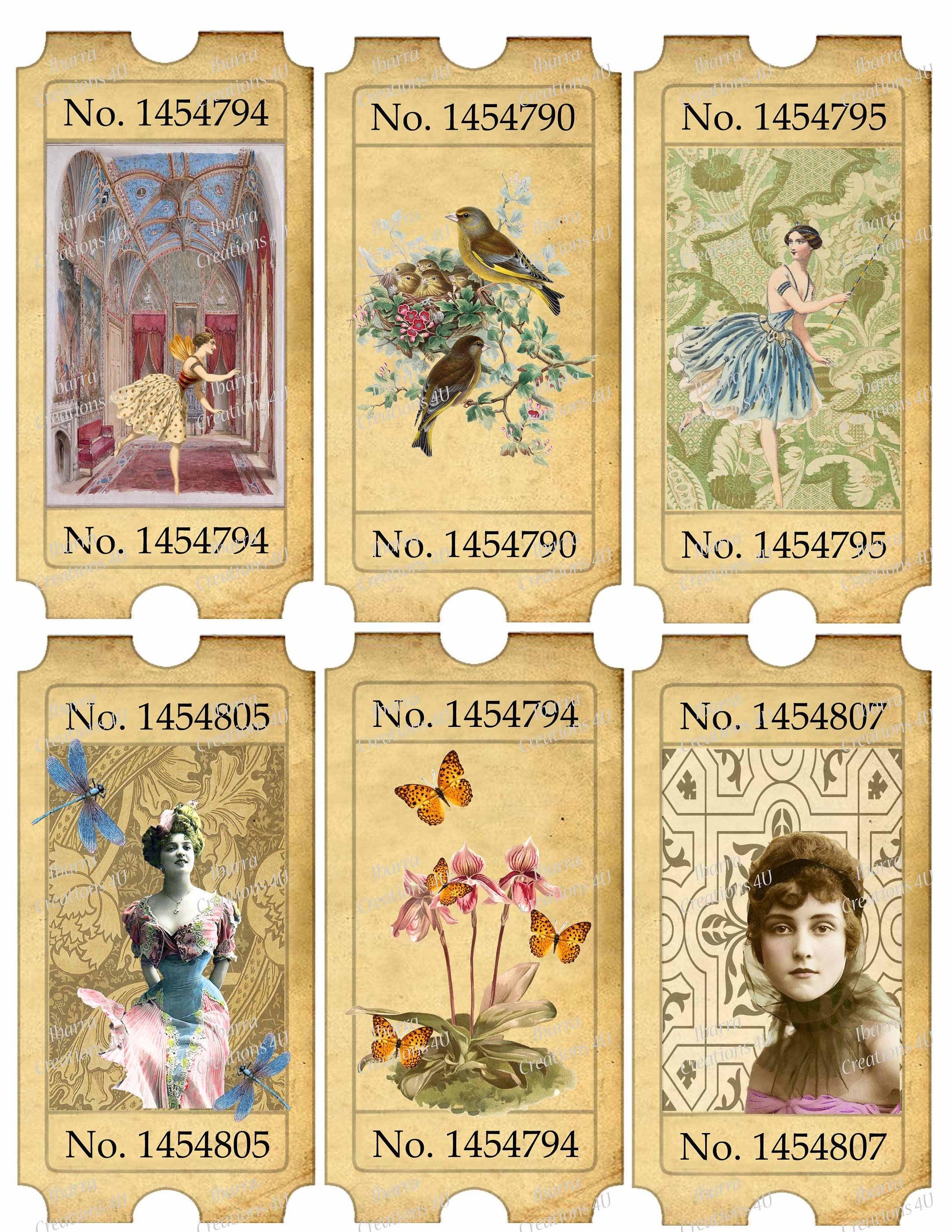 Printable Large Tickets for Journals, Junk Journals, Scrapbooks, Tags