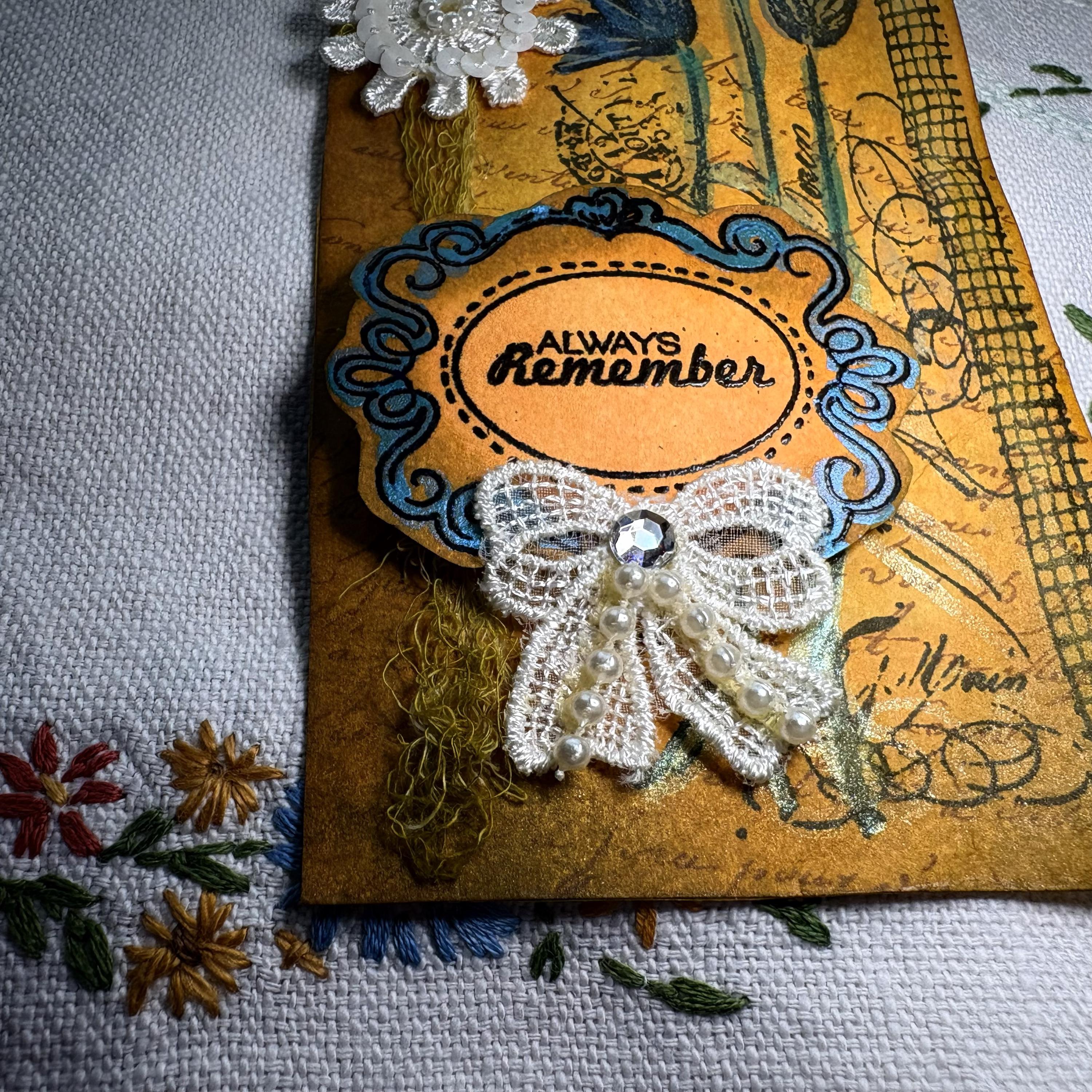 Mixed Media Stamp Embossed, Altered Tag for Journals, Gifts, Scrapbooks