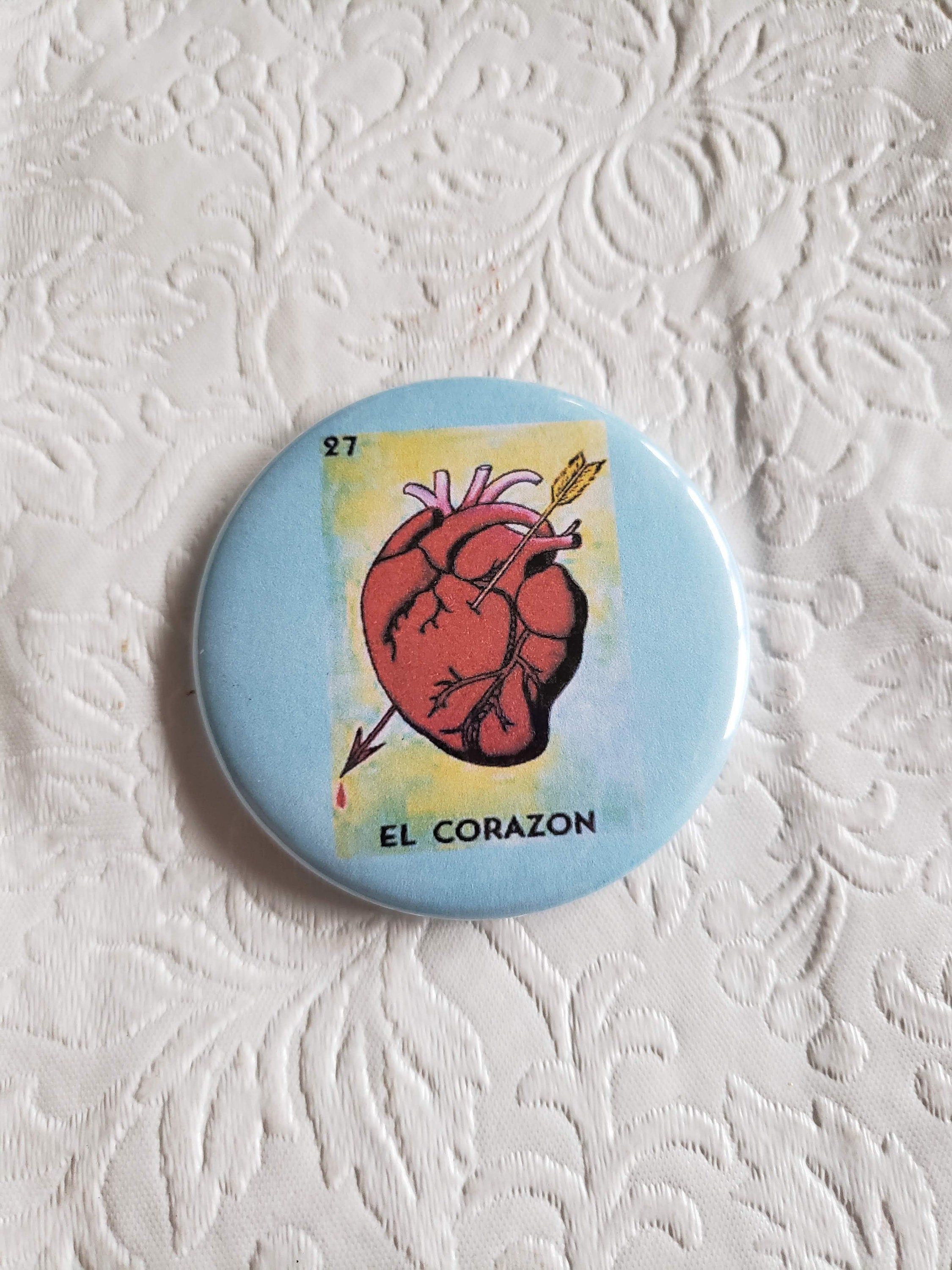 2.25 inch Pocket Purse Mirror- Loteria Vintage Image of La Sirena, Hand, Heart, Musician and Mermaid - You Choose Mirror