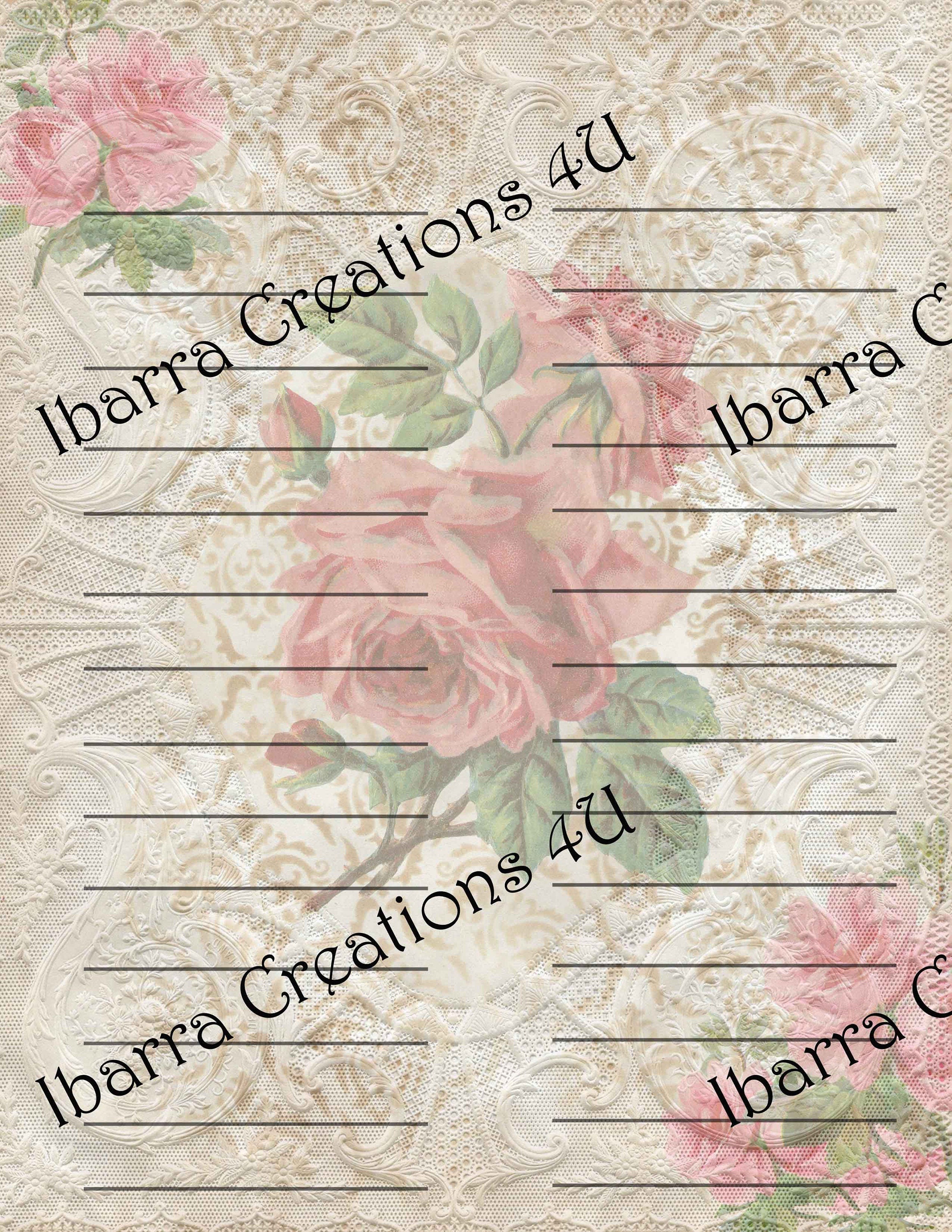 Digital Kit-Victorian Lady, Lace Background, Tags