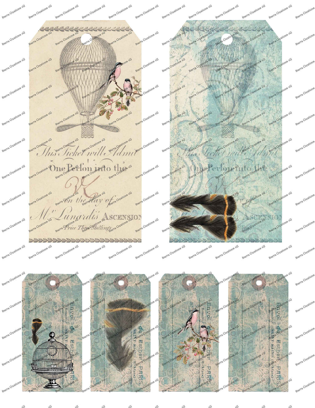 Digital Download-Hot Air Balloon, Feathers