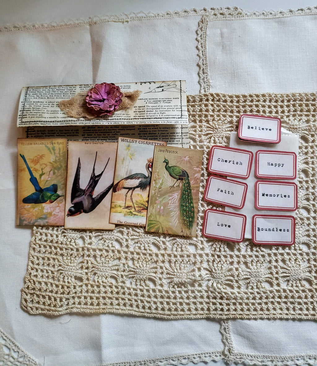 Journal Ephemera Pack, Journaling Supplies, Altered Glassine Bag