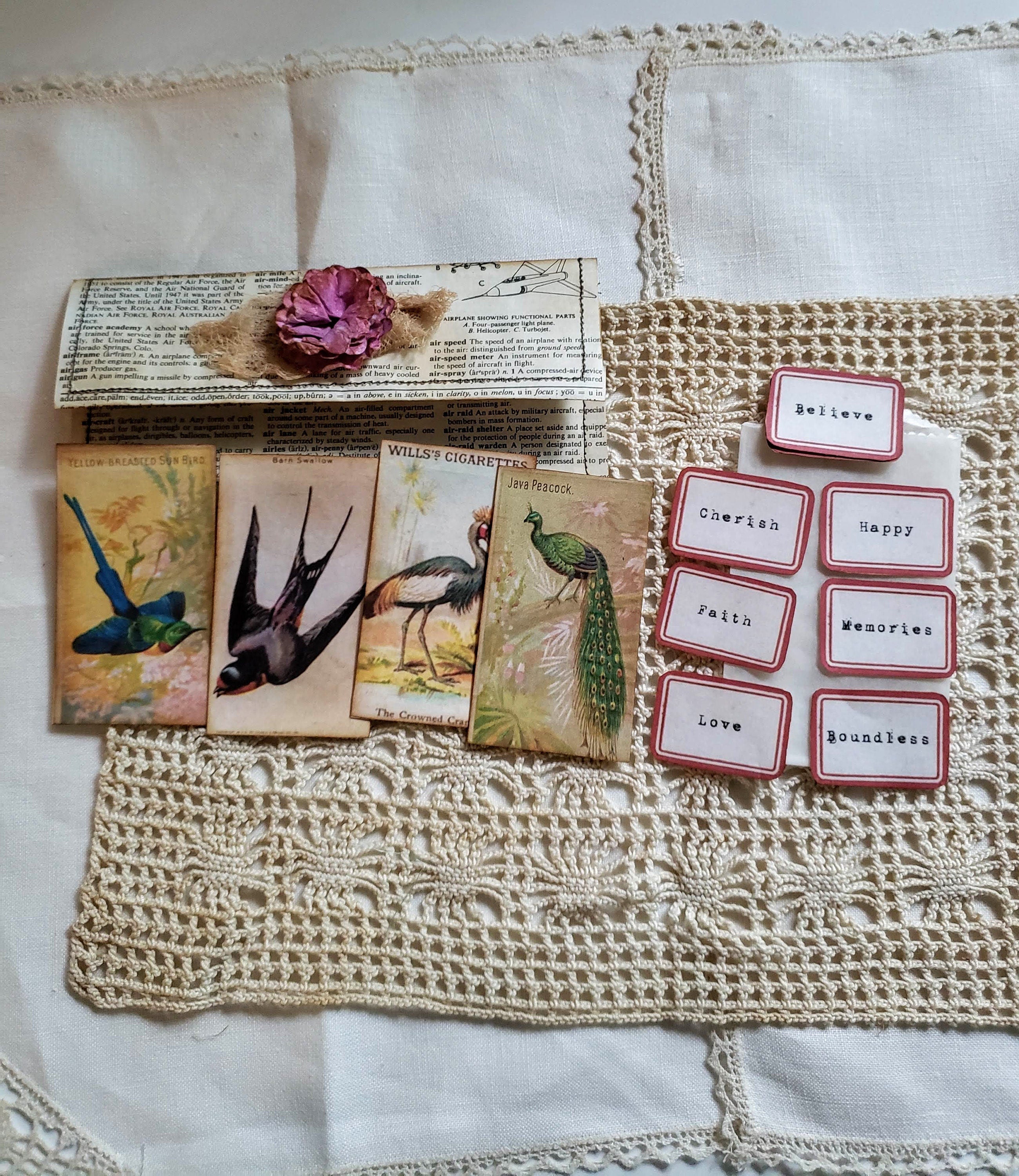 Journal Ephemera Pack, Journaling Supplies, Altered Glassine Bag