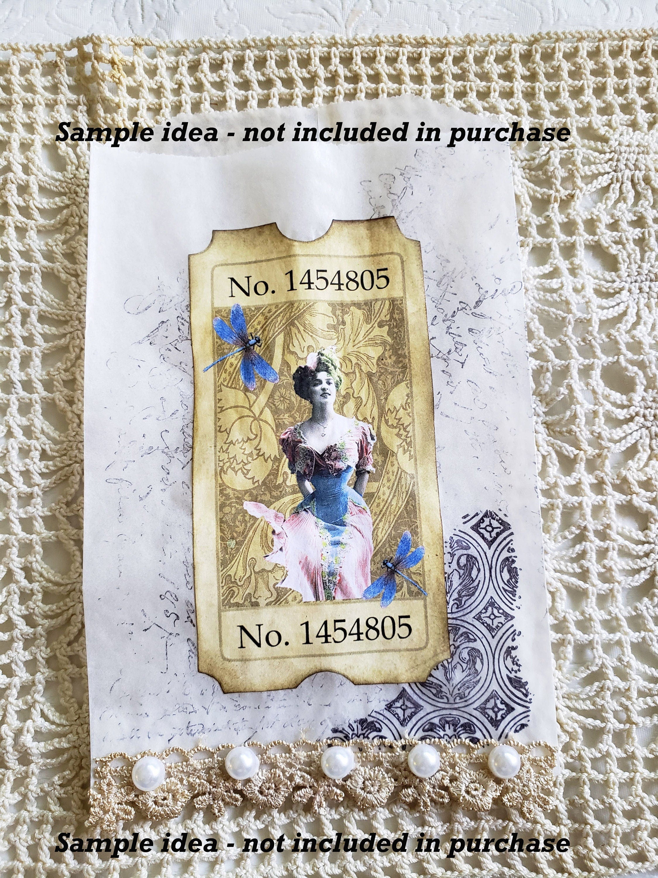 Printable Large Digital Tickets for Journals, Ephemera  for Pockets