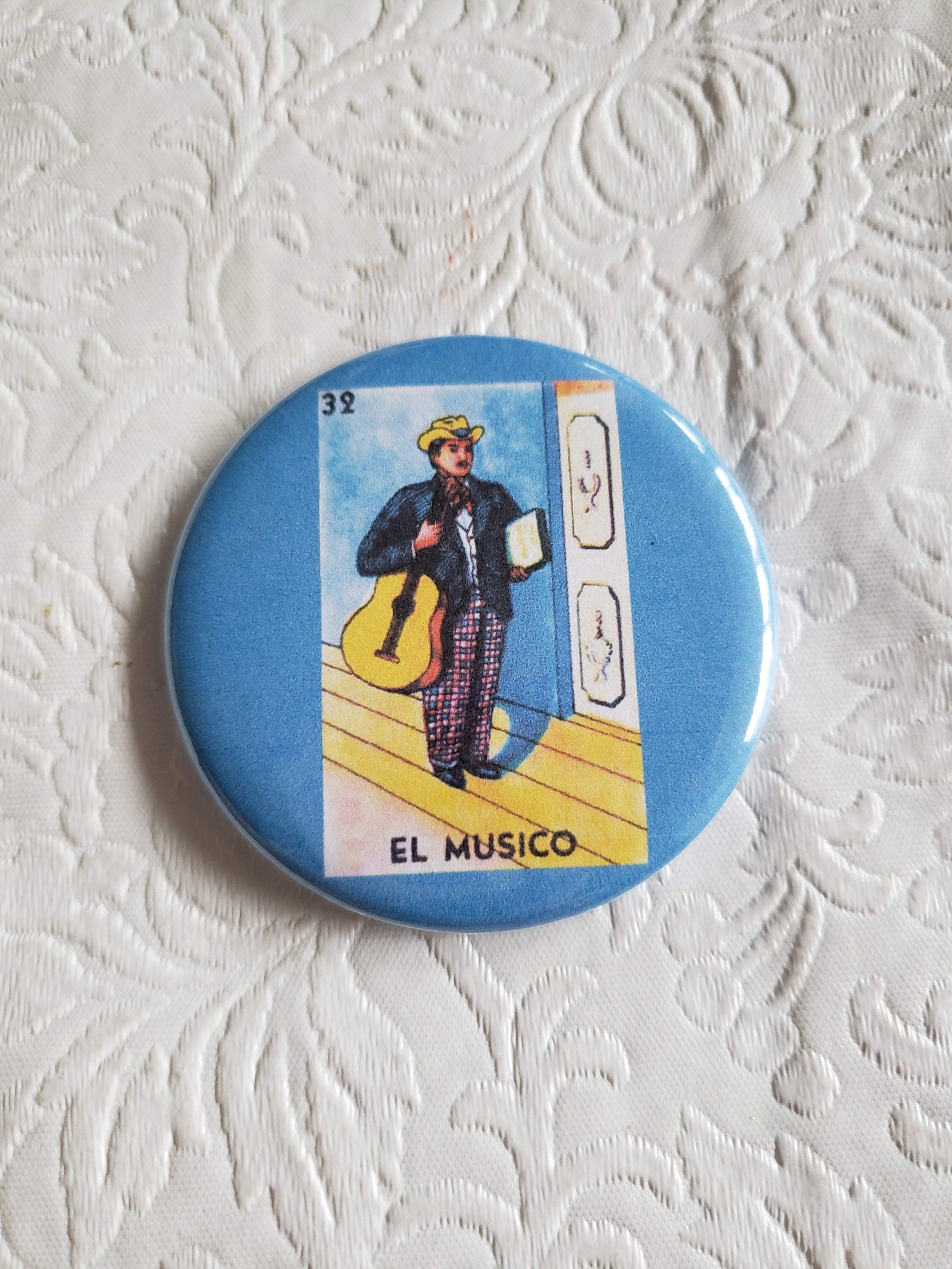 2.25 inch Pocket Purse Mirror- Loteria Vintage Image of La Sirena, Hand, Heart, Musician and Mermaid - You Choose Mirror